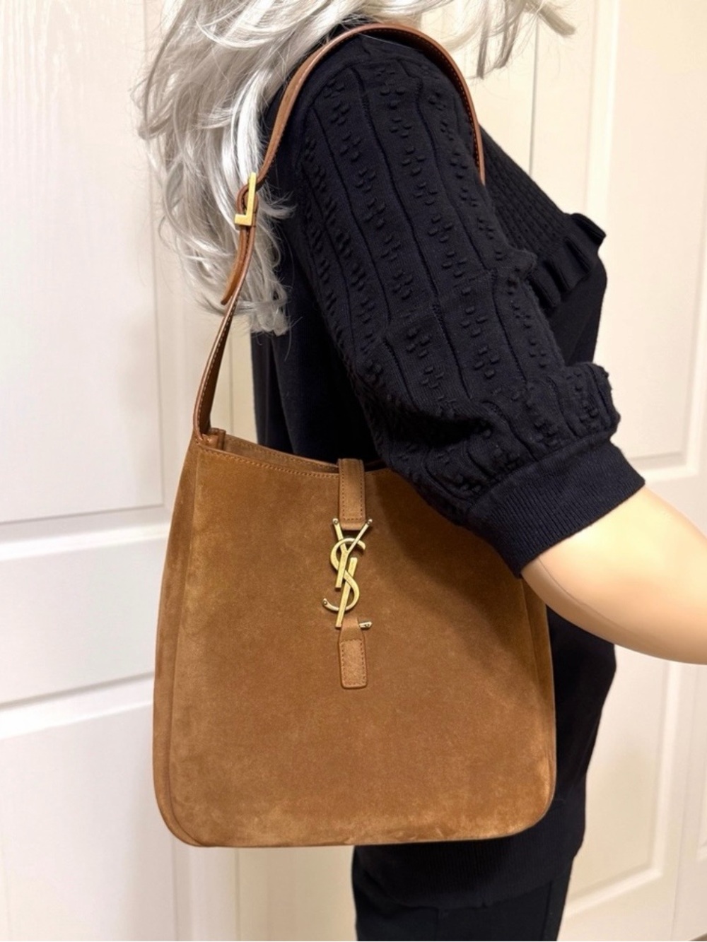 YSL Yves Saint Laurent 5 A 7 Brown Suede Supple Shoulder Hobo Handbag - Picture 16 of 16
